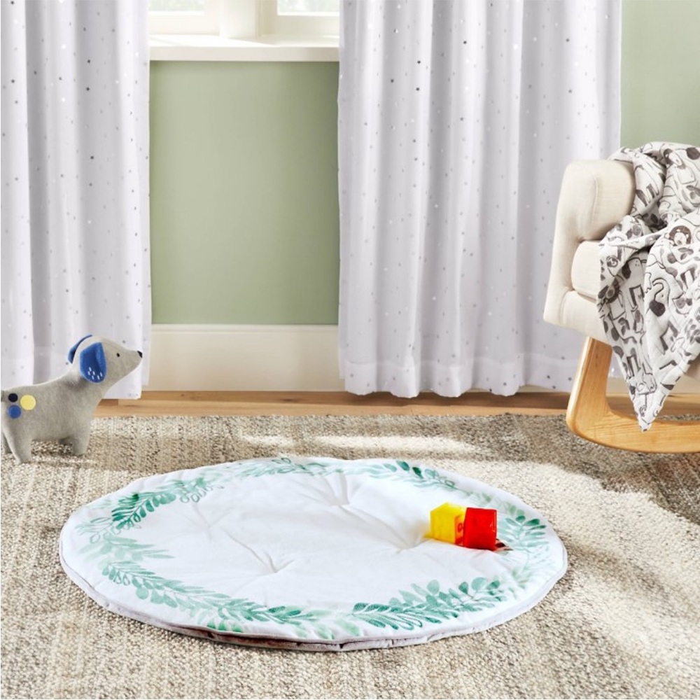 Cloud Island Plush Activity Playmat Green White Leaf Pattern